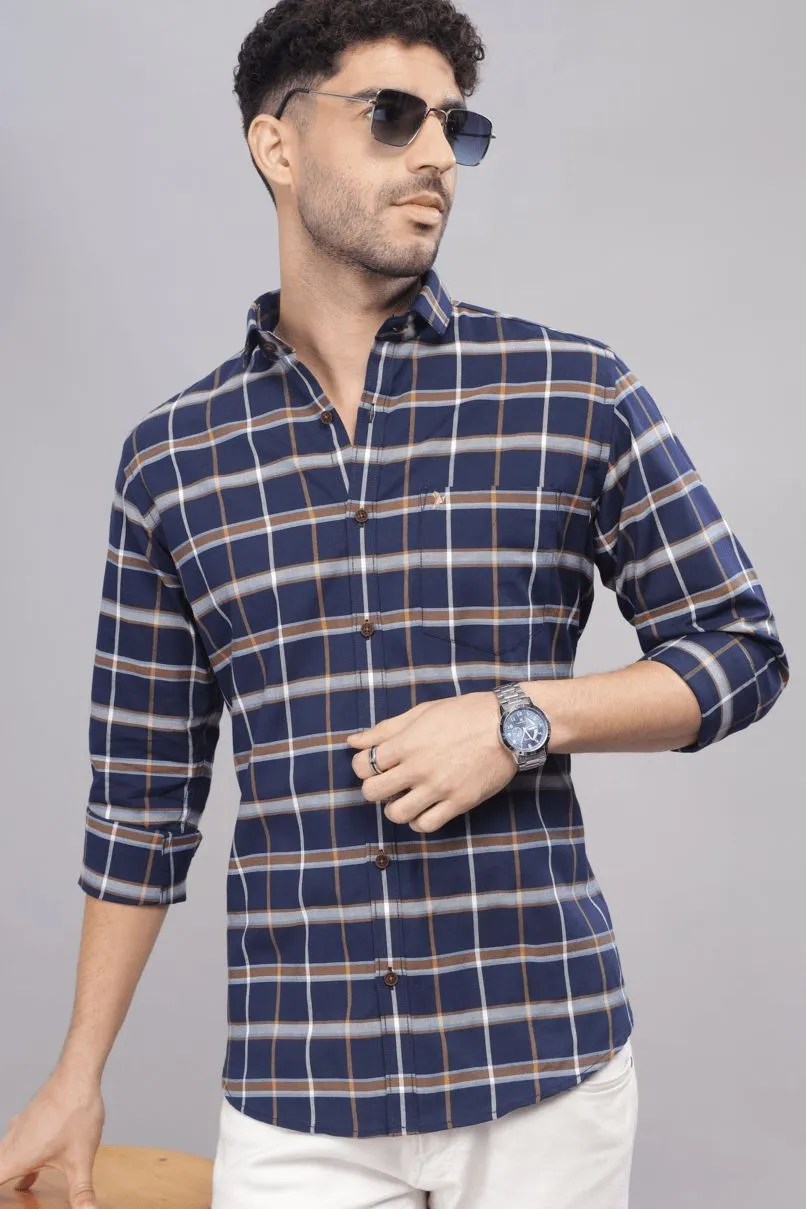 Navy Khaki Checks - Full-Stain Proof