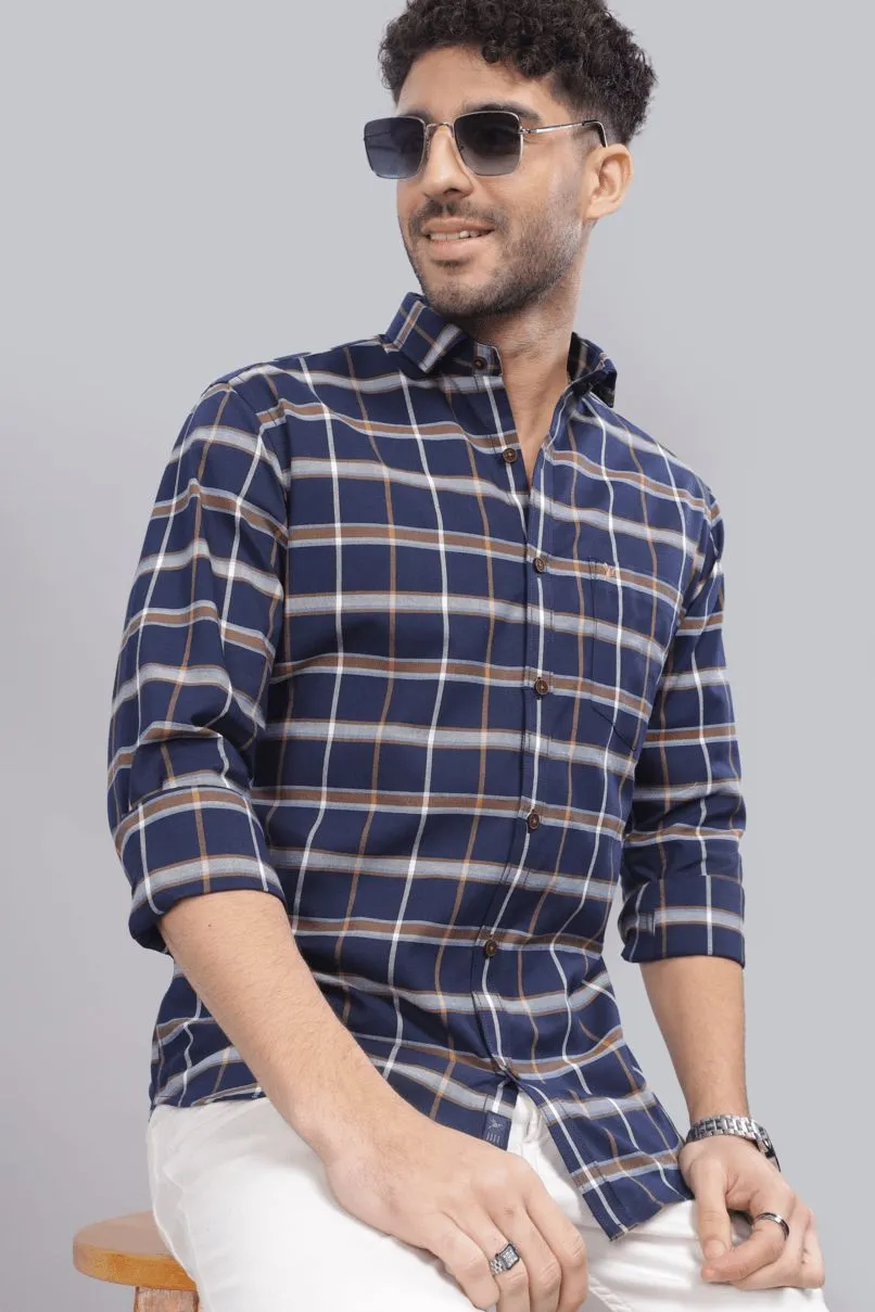 Navy Khaki Checks - Full-Stain Proof