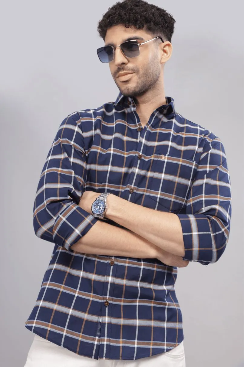 Navy Khaki Checks - Full-Stain Proof