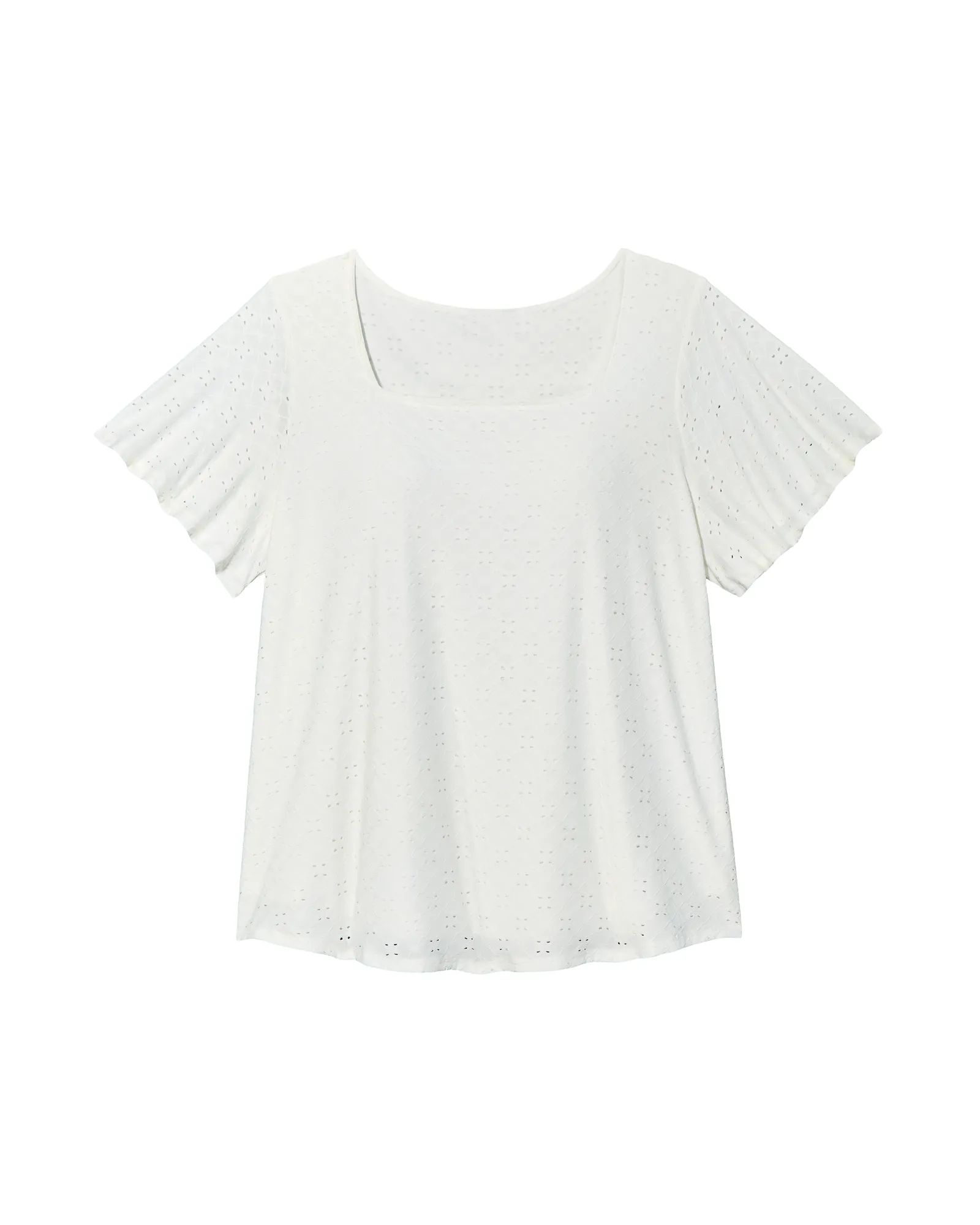Penelope Square Neck Short Flutter Sleeve Blouse | White