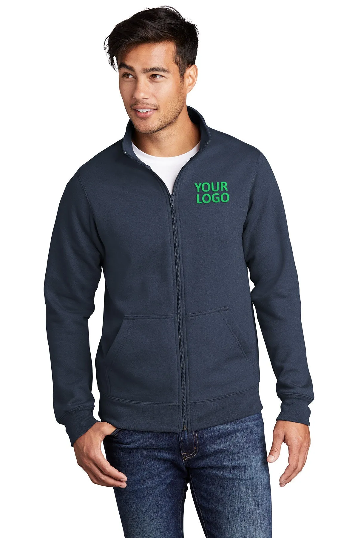 Port & Company Custom Cadet Collar Pullovers, Navy