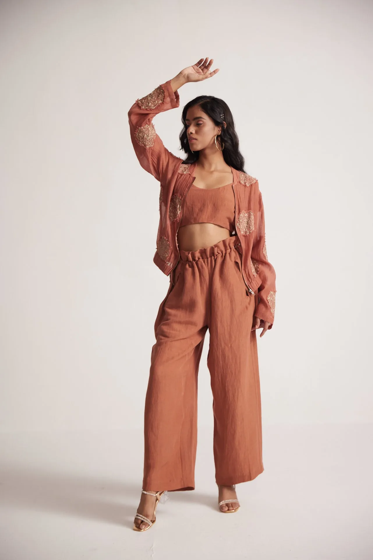 Rust Crop Top With Adjuster Strap and Elasticated Back