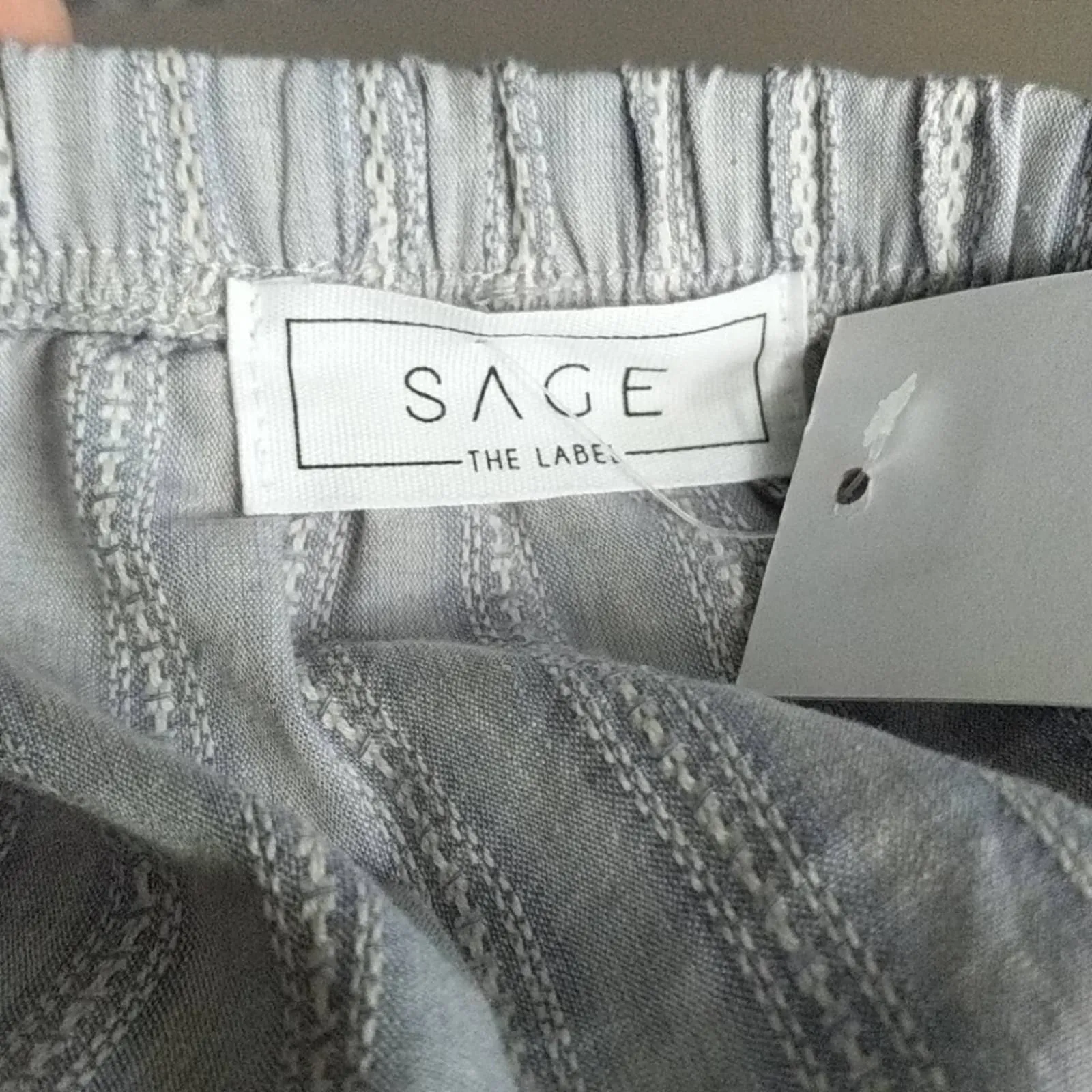 SAGE THE LABEL Blue Striped Off Shoulder Top XS