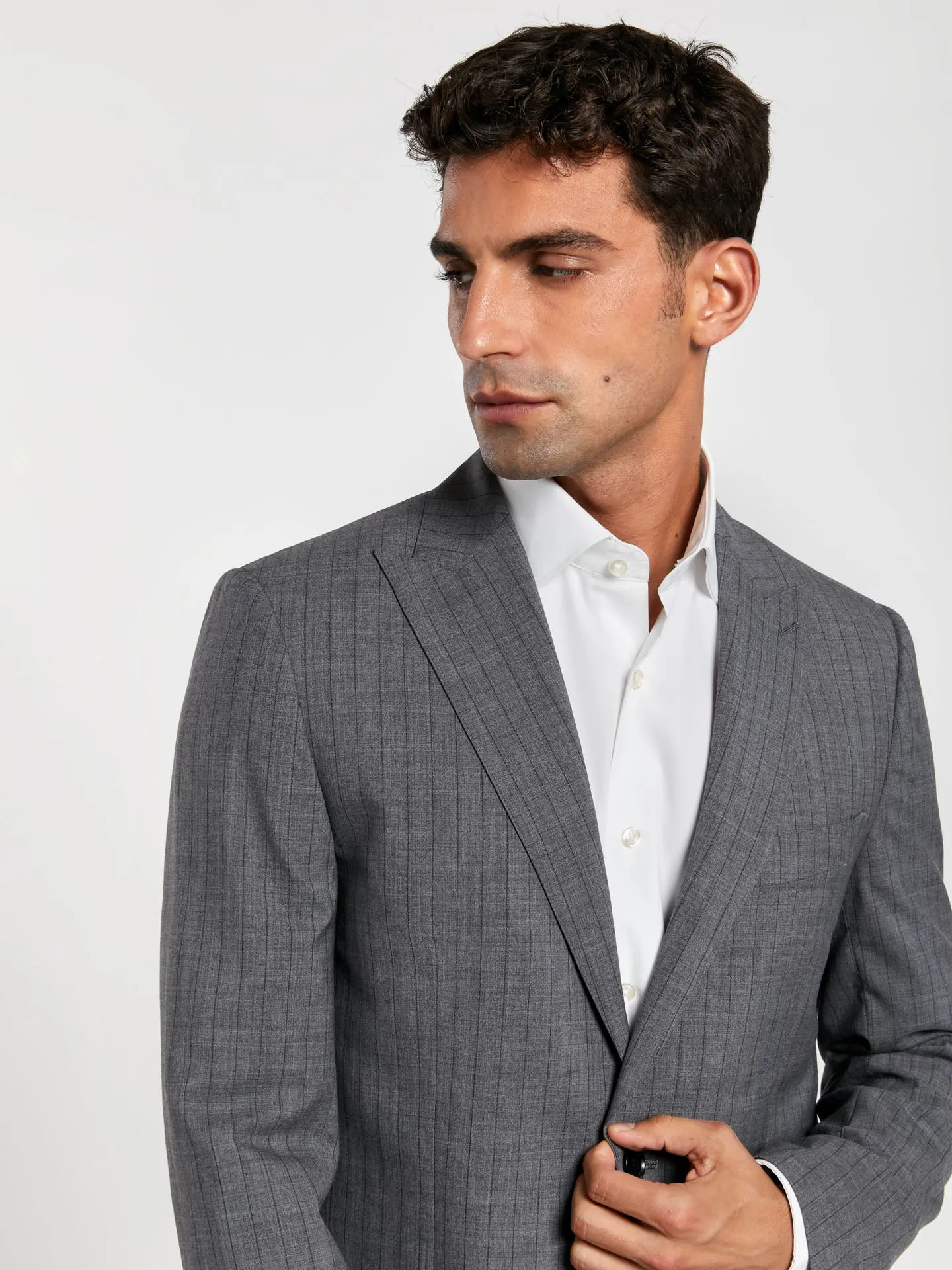 Slim fit business pinstripe suit