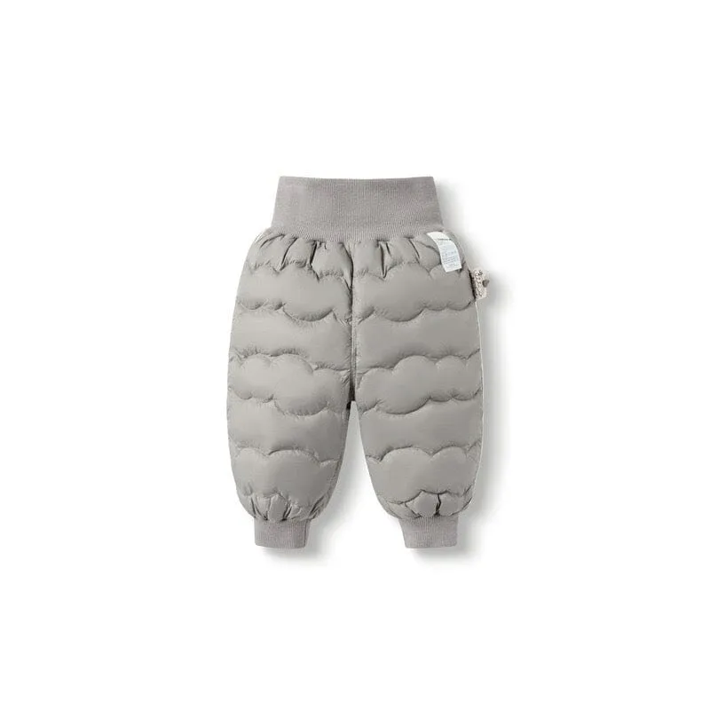 Solid Color High Waist Winter Baby Down Pants