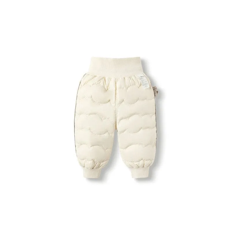 Solid Color High Waist Winter Baby Down Pants