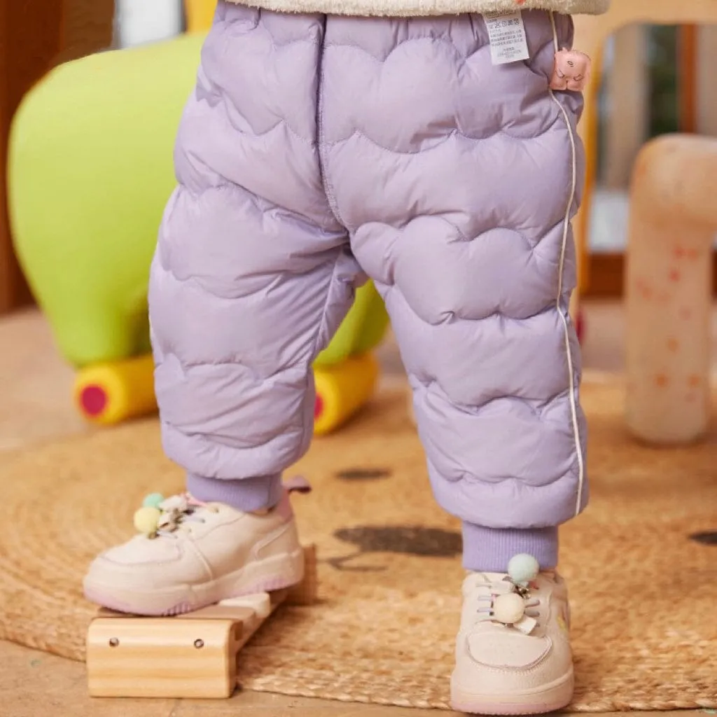 Solid Color High Waist Winter Baby Down Pants