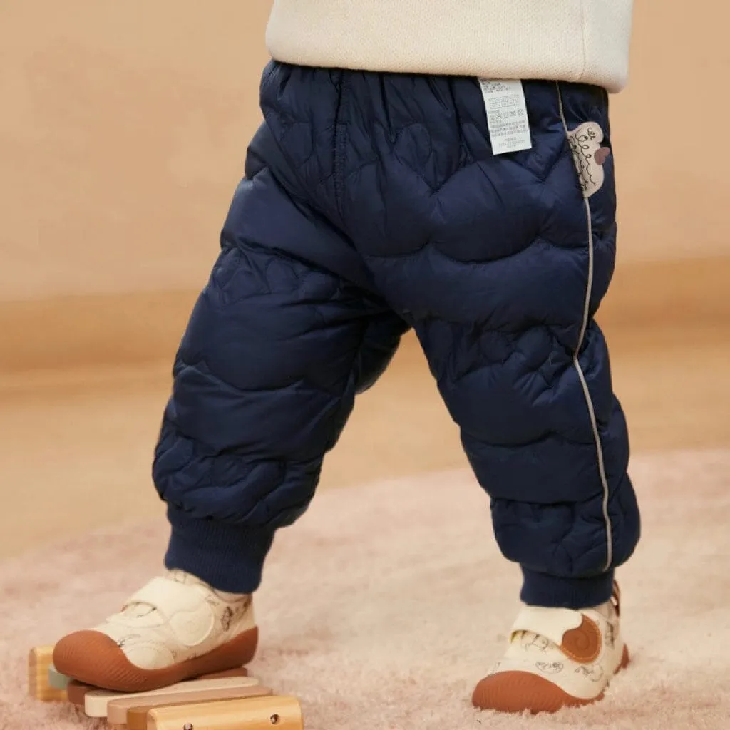 Solid Color High Waist Winter Baby Down Pants