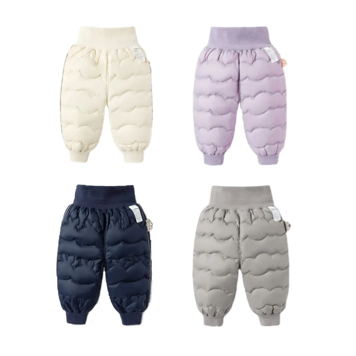 Solid Color High Waist Winter Baby Down Pants