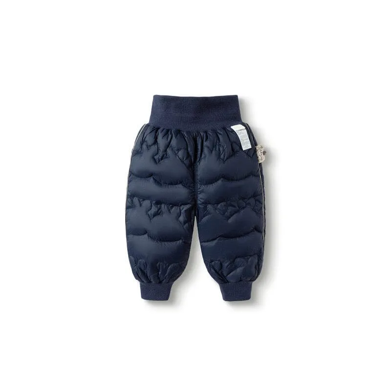 Solid Color High Waist Winter Baby Down Pants