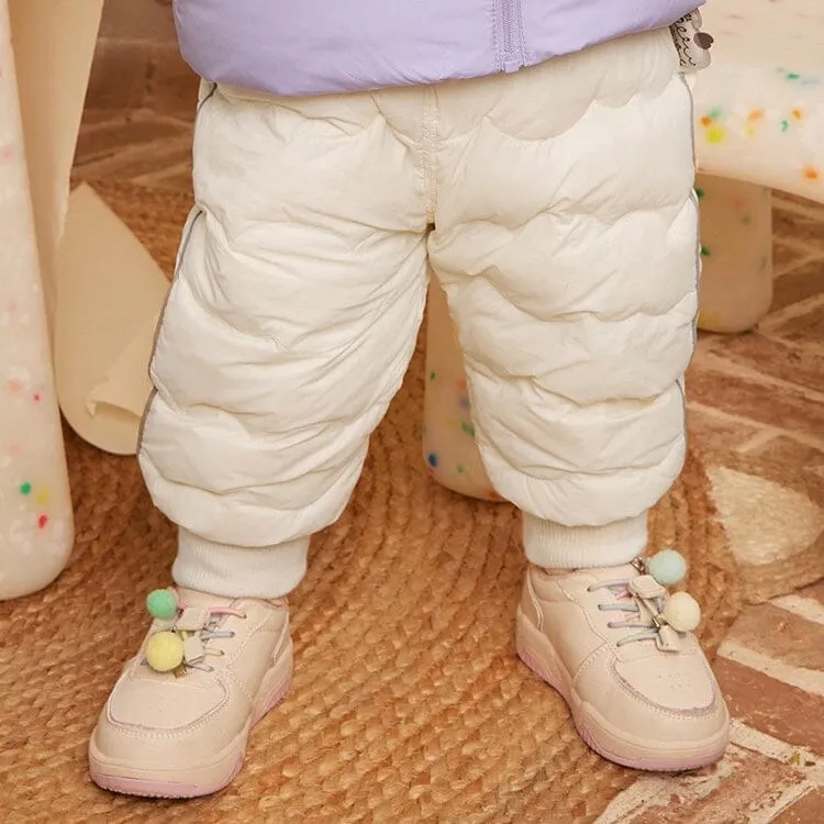 Solid Color High Waist Winter Baby Down Pants