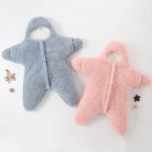 Starfish Winter Quilted Plush Baby Swaddle
