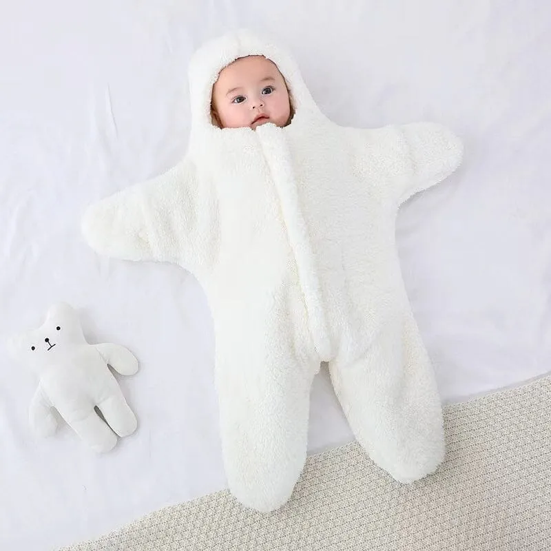 Starfish Winter Quilted Plush Baby Swaddle