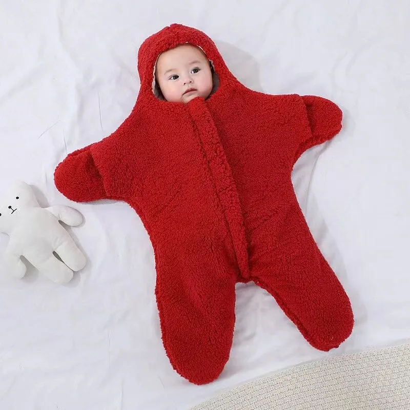 Starfish Winter Quilted Plush Baby Swaddle