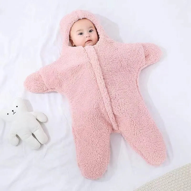 Starfish Winter Quilted Plush Baby Swaddle
