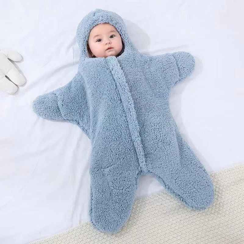 Starfish Winter Quilted Plush Baby Swaddle