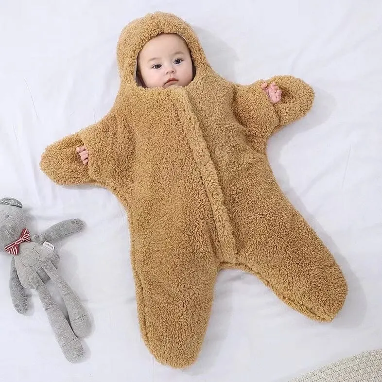 Starfish Winter Quilted Plush Baby Swaddle