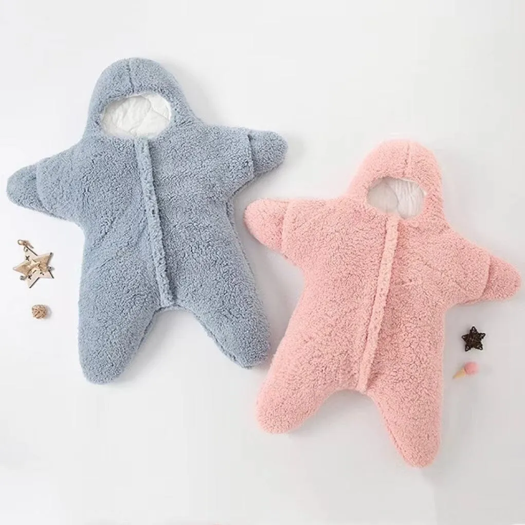 Starfish Winter Quilted Plush Baby Swaddle