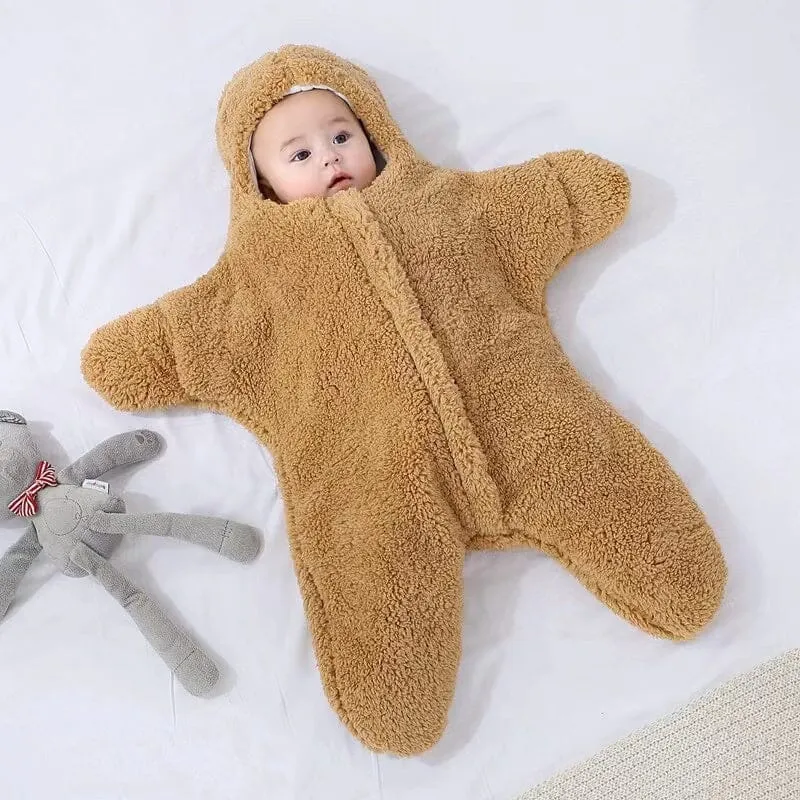 Starfish Winter Quilted Plush Baby Swaddle