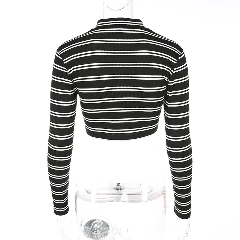 stripped cropped pullover sweatshirt