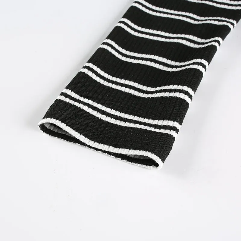 stripped cropped pullover sweatshirt