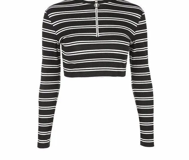 stripped cropped pullover sweatshirt