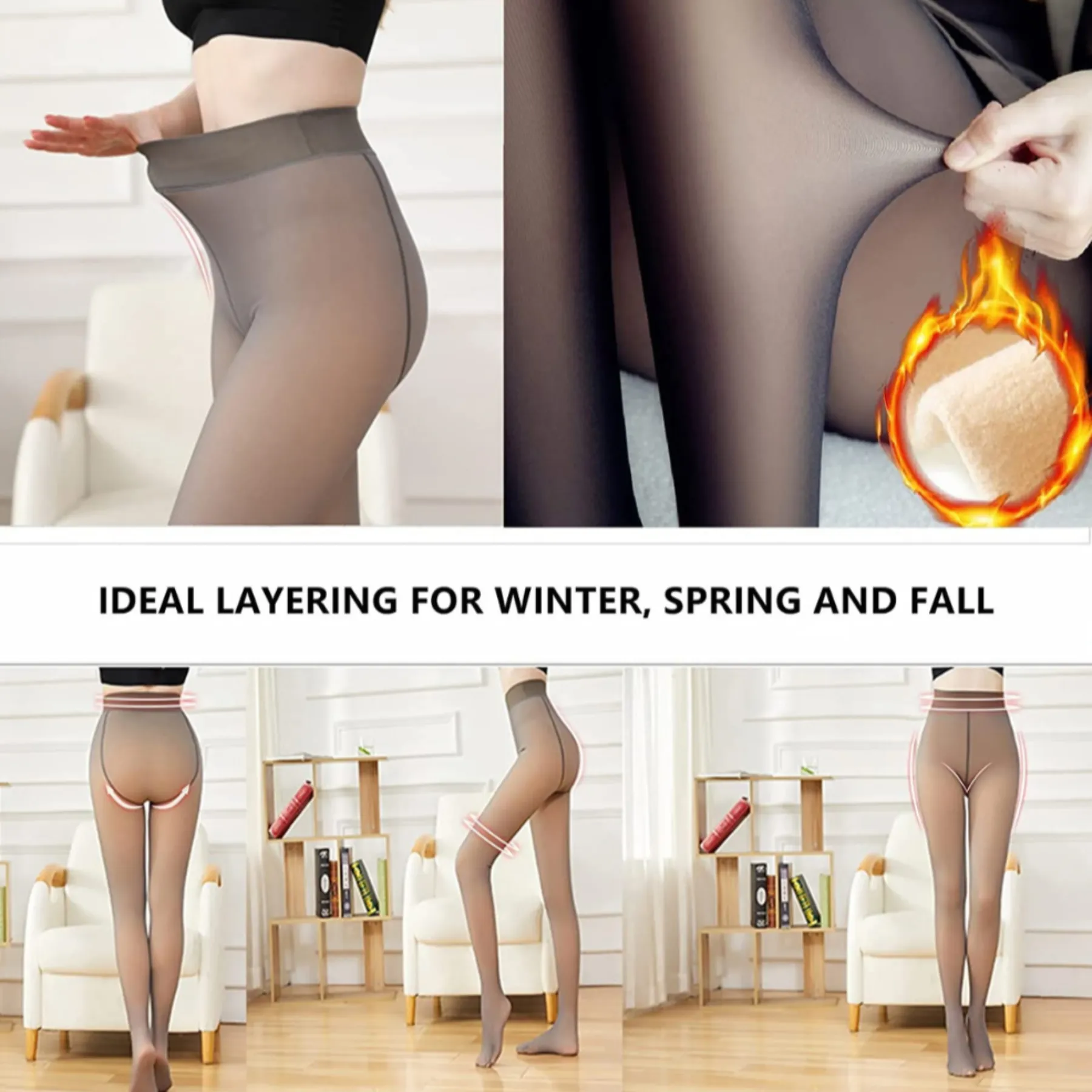 Sugar Translucent Fleece Lined Tights