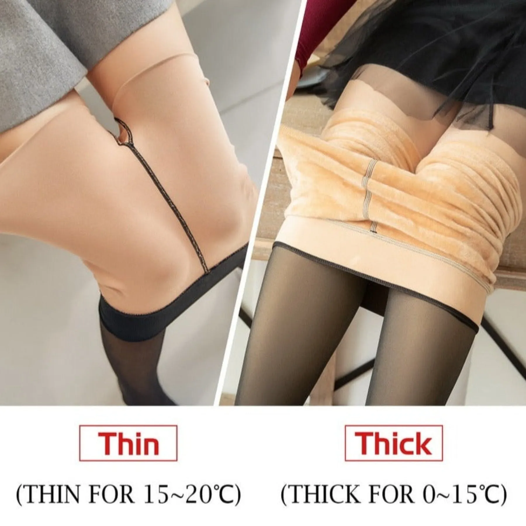 Sugar Translucent Fleece Lined Tights