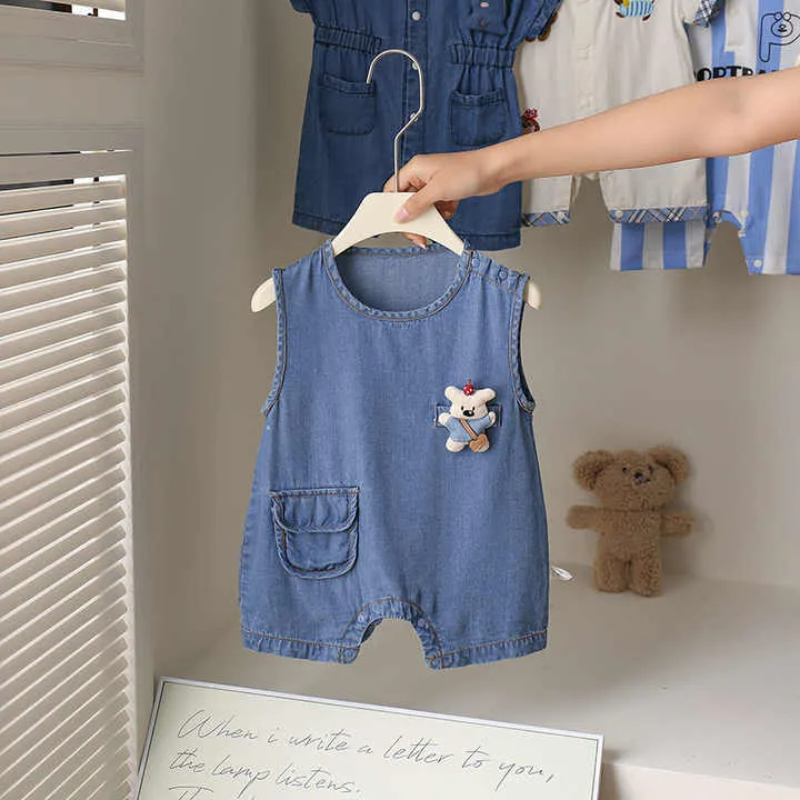 Summer Sleeveless Denim Baby -رومبير جينز صيفي