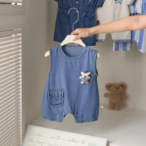 Summer Sleeveless Denim Baby -رومبير جينز صيفي