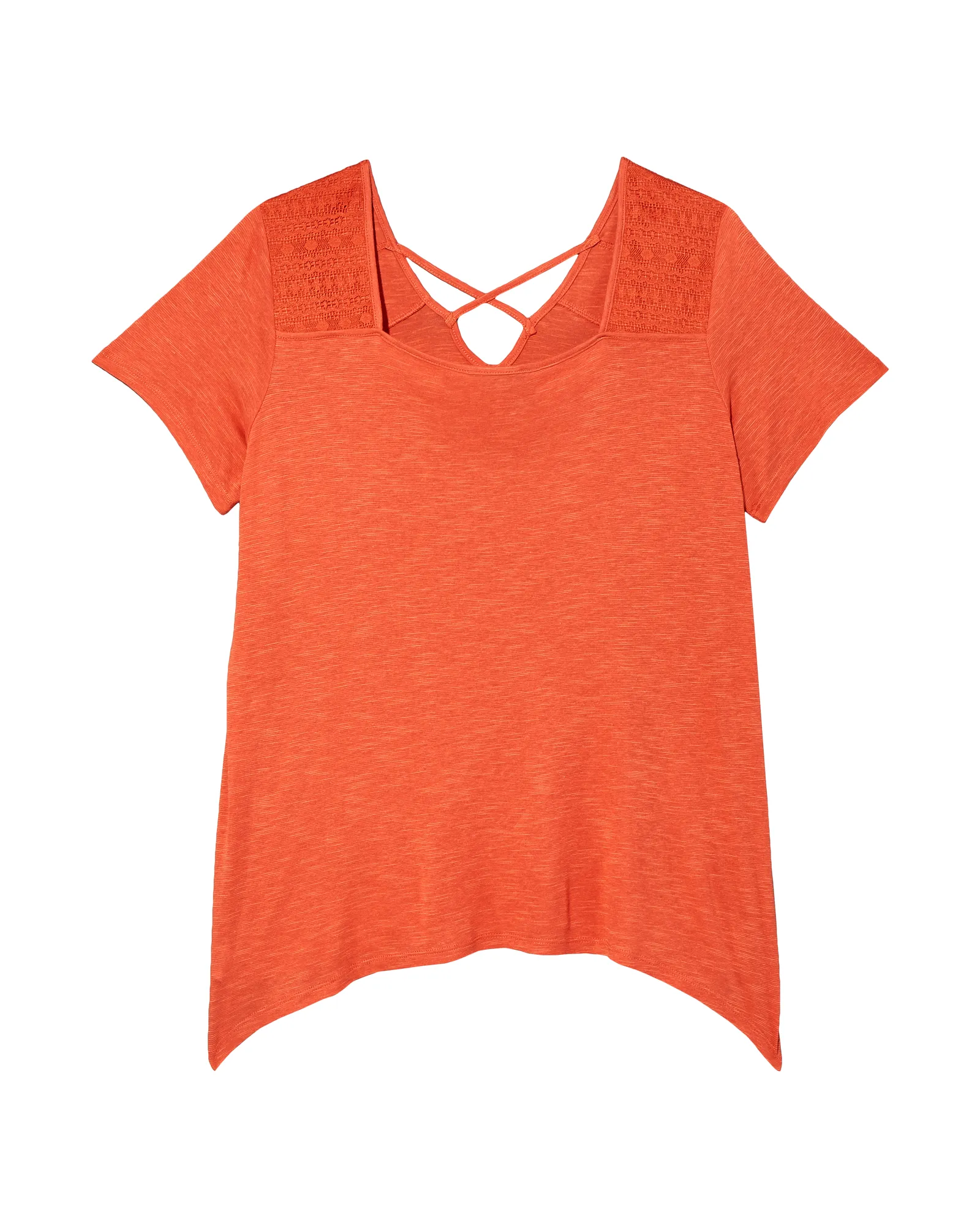Tia A-line Lattice Tee | Coral