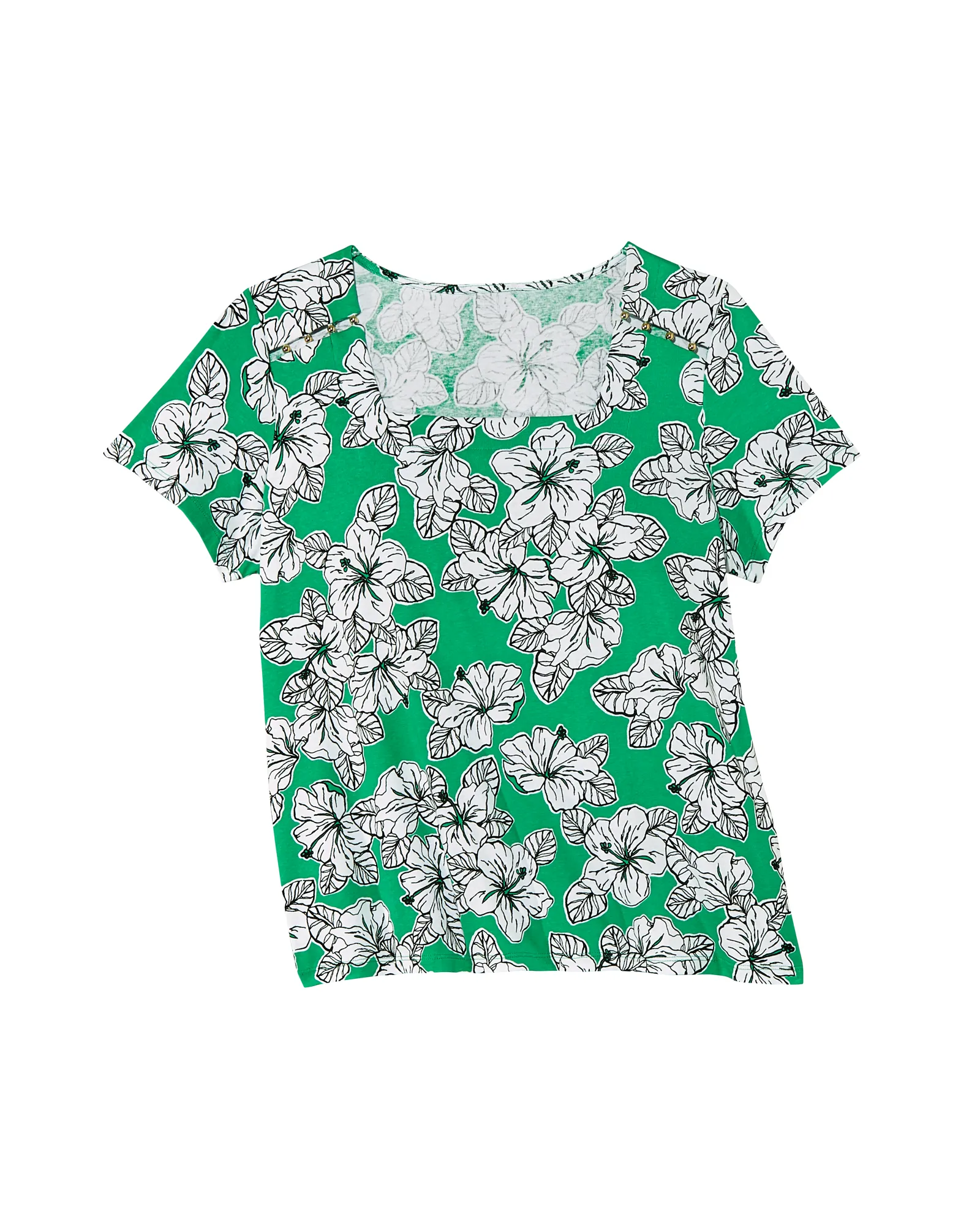 Tiffany Printed 100% Cotton Top | Kelly Green / White