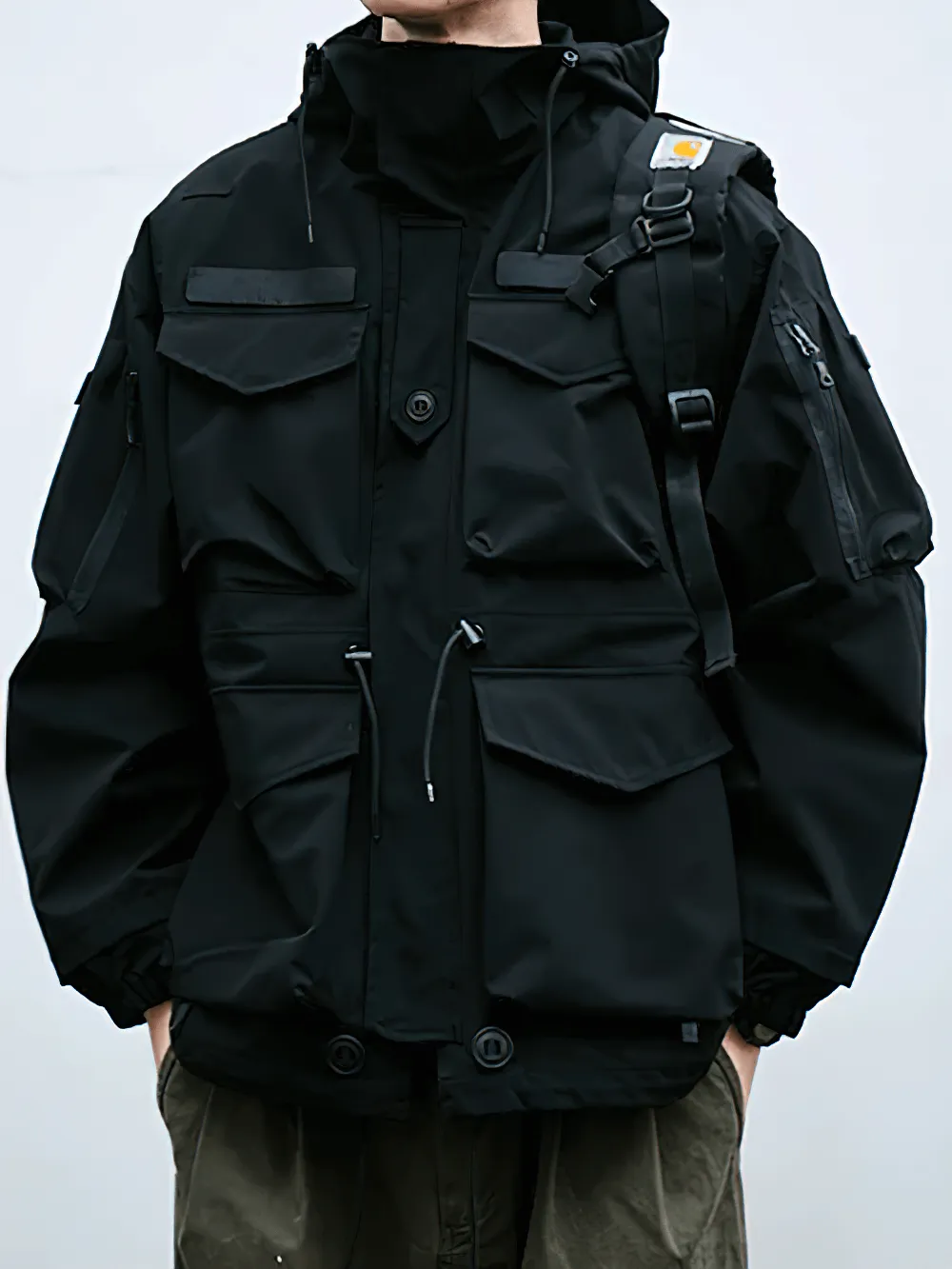 Waterproof Hooded Jacket with Multiple Pockets - SF2262