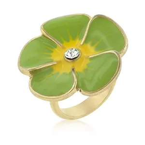 WildKlass Light Green Enamel Large Floral Ring