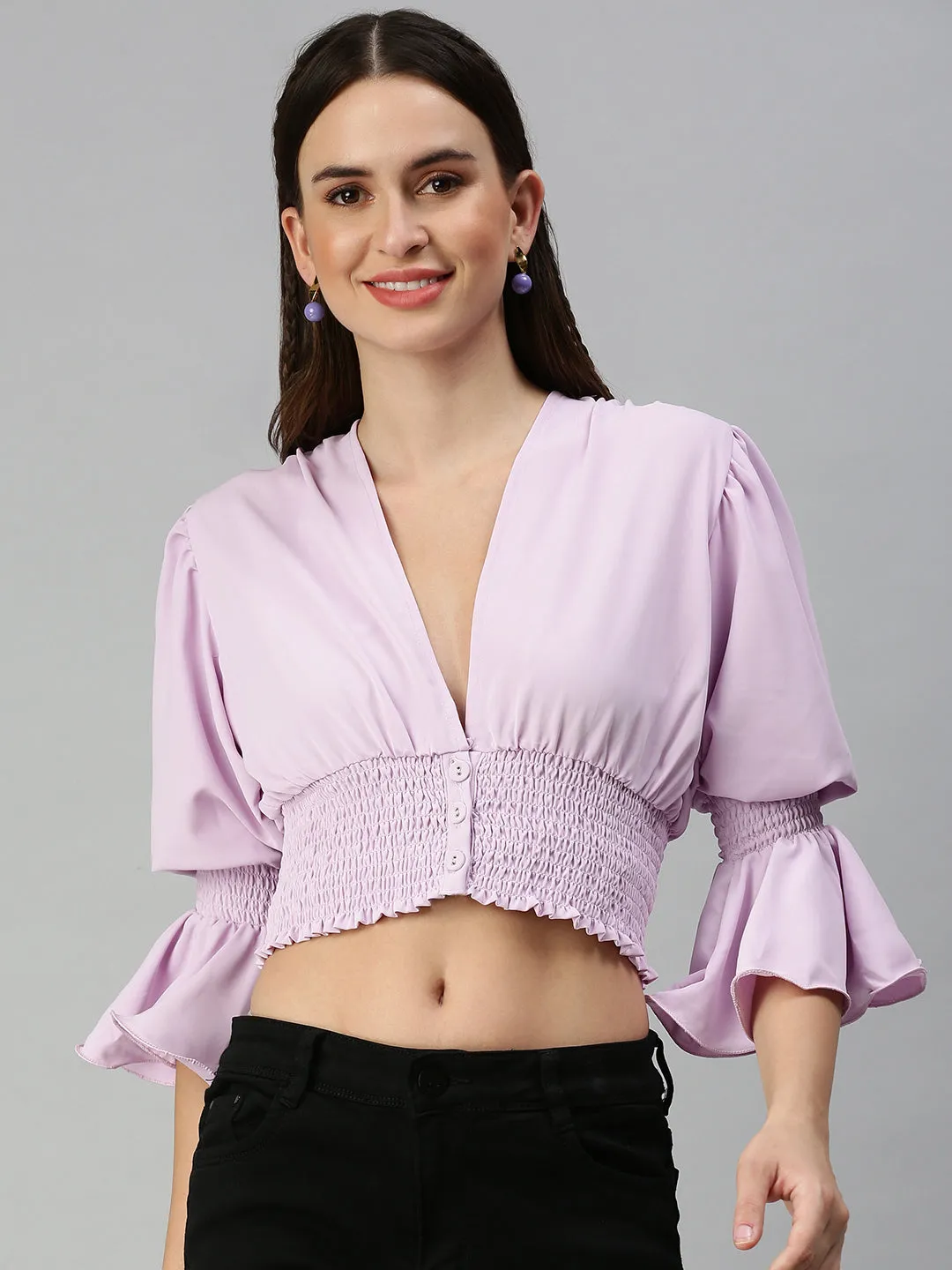 Women Lavender Crepe Top