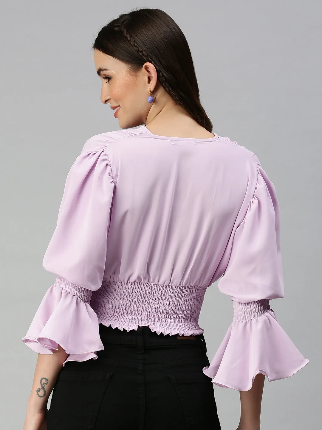 Women Lavender Crepe Top