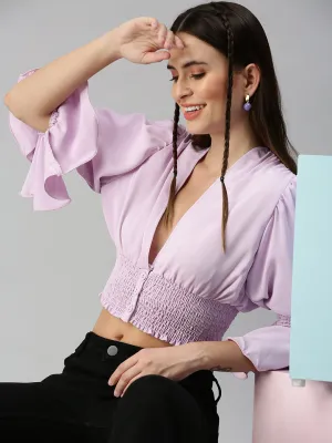 Women Lavender Crepe Top