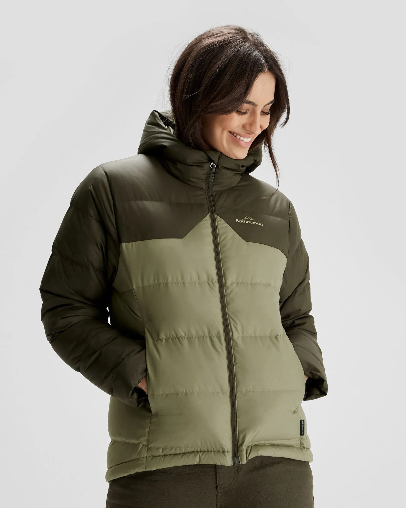 Women's Epiq Hooded Down Jacket - Beech/Dark Moss