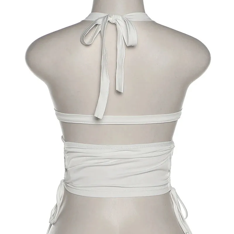 Y2K Backless Bandage Halter Crop Top  Bold & Trendy