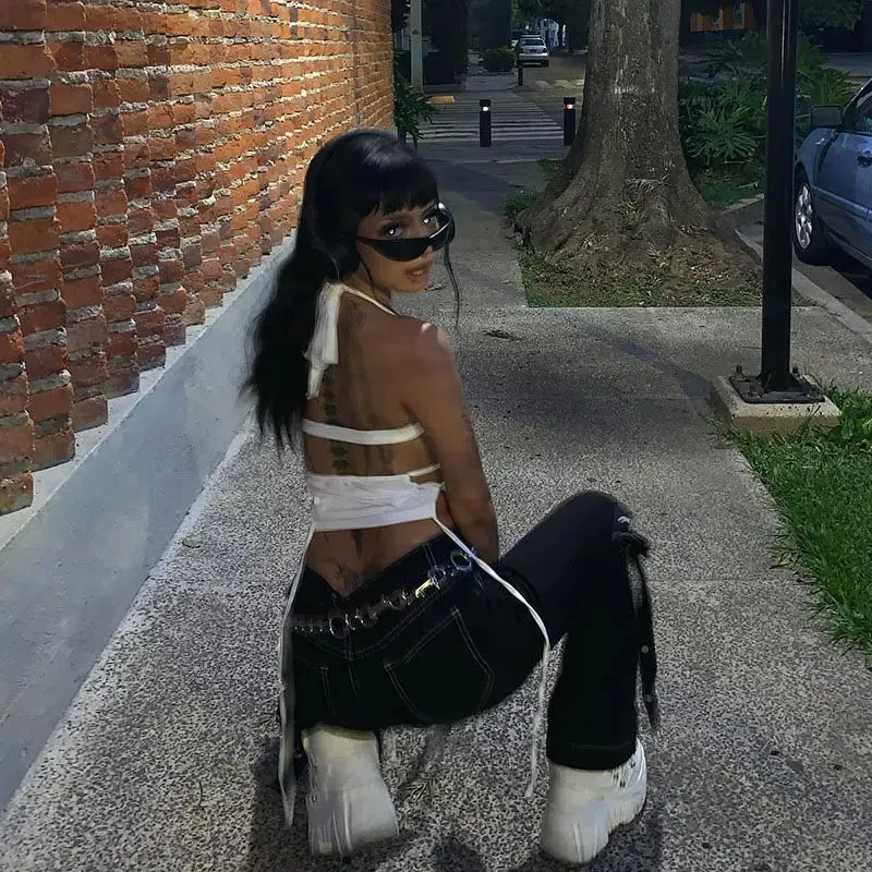 Y2K Backless Bandage Halter Crop Top  Bold & Trendy